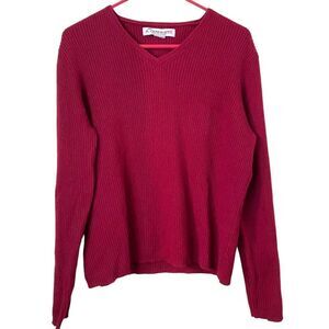 A. Giannetti Red 100% Cashmere V Neck Sweater Size L/XL